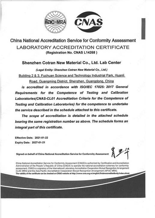 Certificat d'accréditation de laboratoire